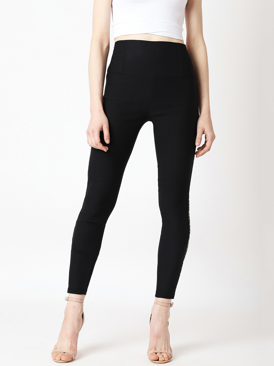 Miss Chase Women Black Solid Jeggings