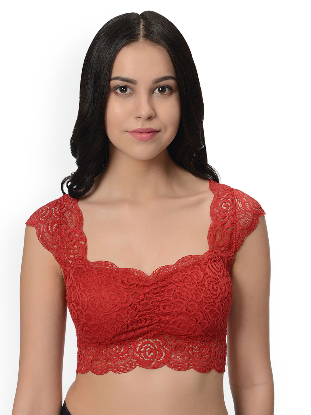 mod & shy Red Solid Non-Wired Lightly Padded Bralette Bra MS43