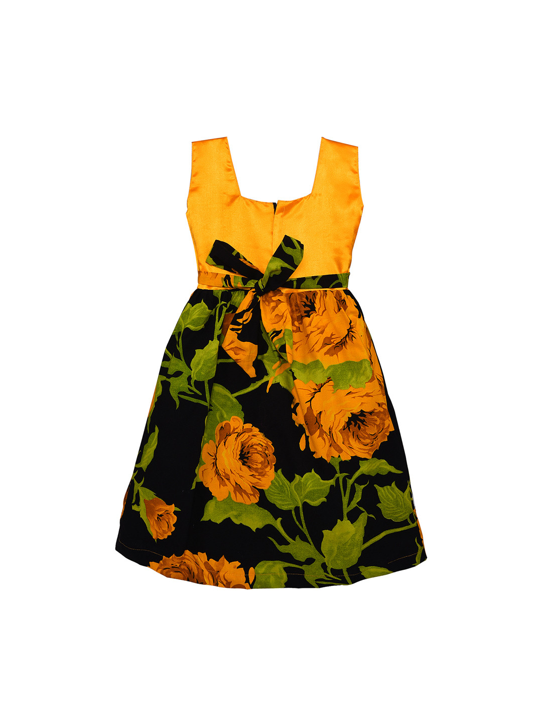 Wish Karo Girls Orange & Black Fit and Flare Dress