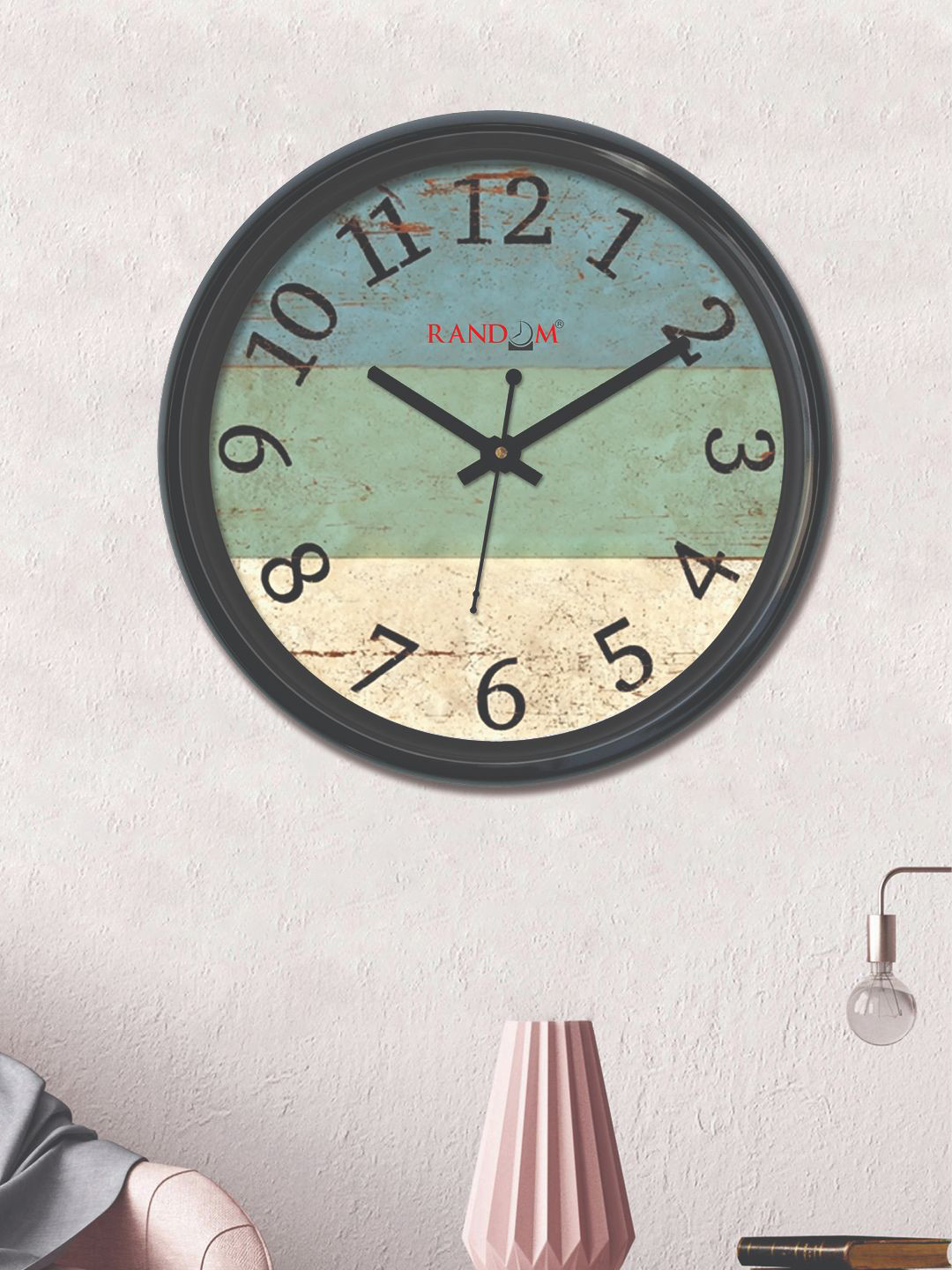 RANDOM Coffee Brown Round Colourblocked Analogue Wall Clock (30 cm x 30 cm)