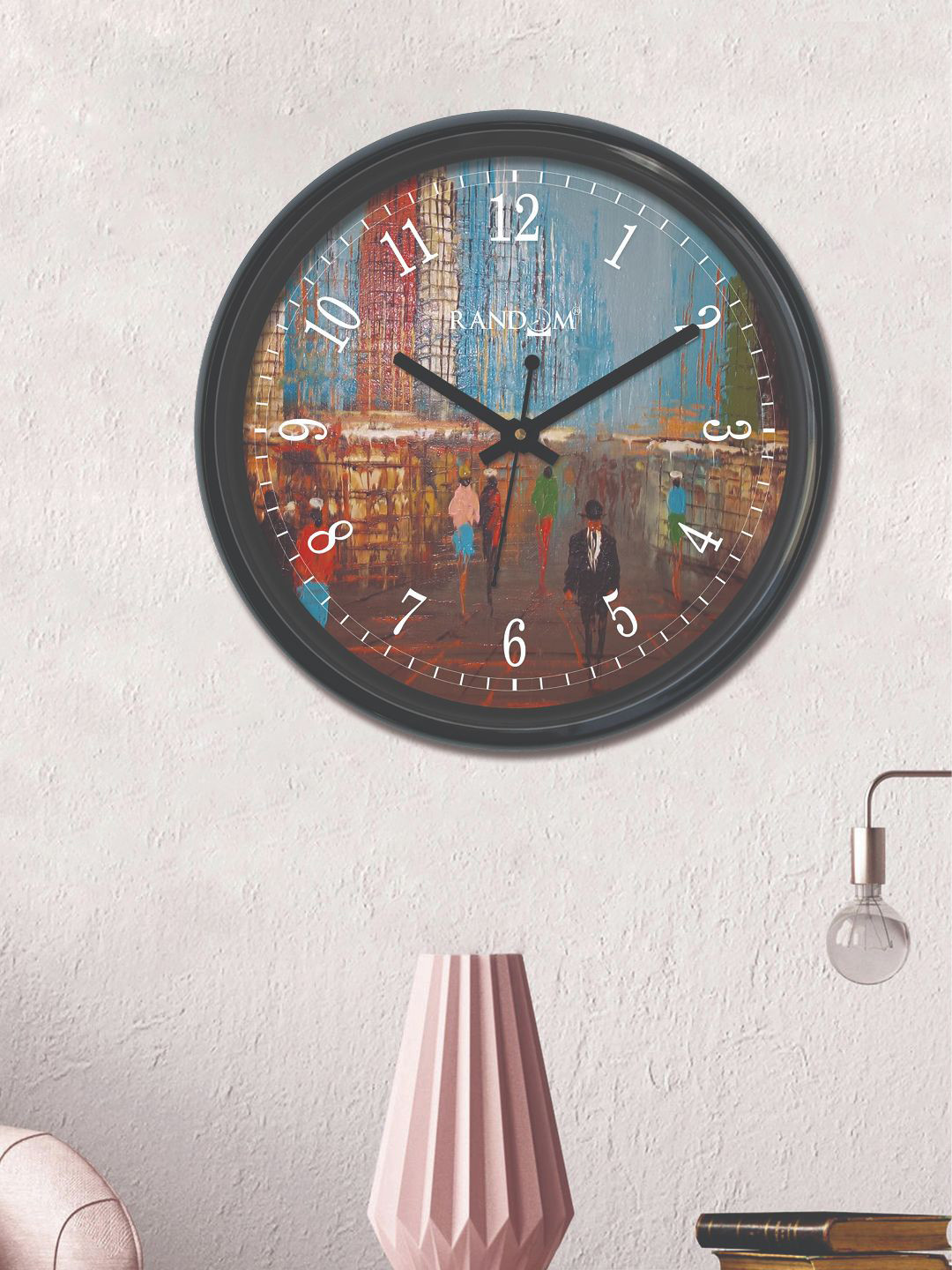 RANDOM Multicoloured Round Printed Analogue Wall Clock (30 cm x 30 cm)