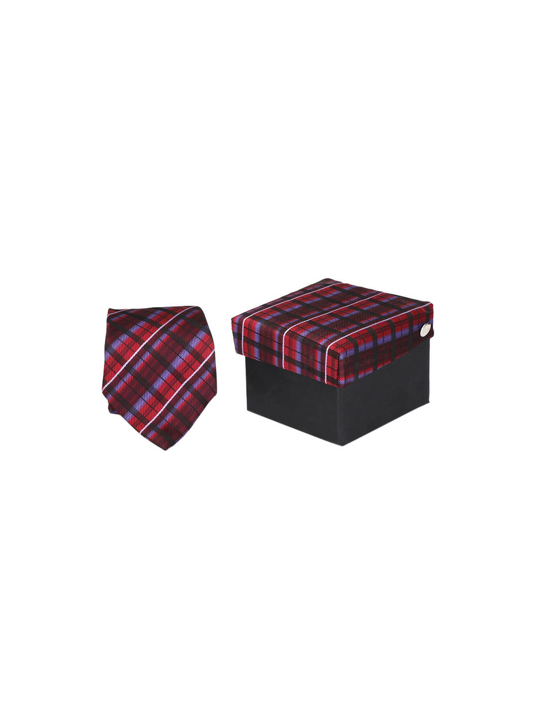 Calvadoss Maroon & Black Checked Broad Tie
