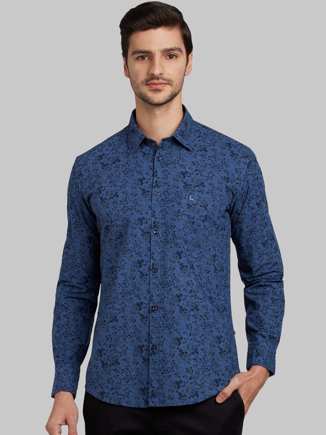 Parx Men Blue Regular Fit Printed Casual Shirt