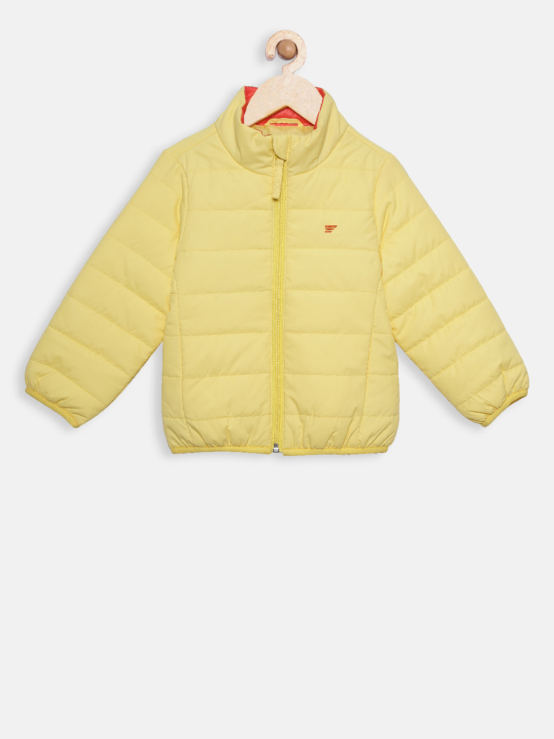 t-base Girls Yellow Self Design Lightweight Puffer Jacket