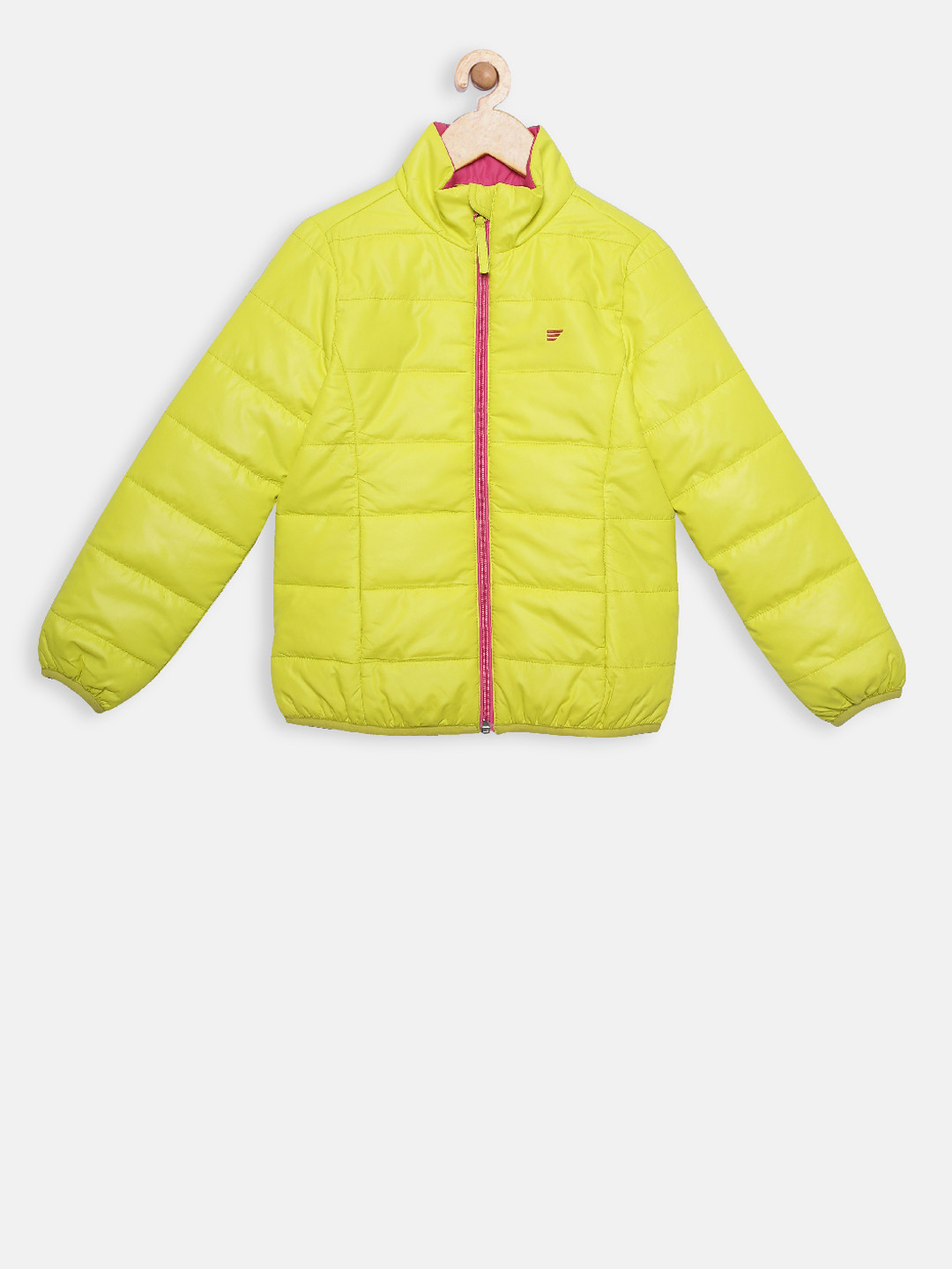 t-base Girls Yellow Solid Lightweight Puffer Jacket