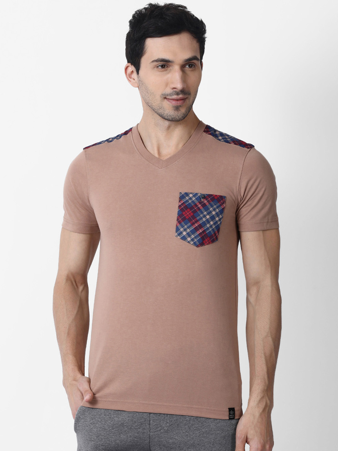 womens orange and white plaid shirt