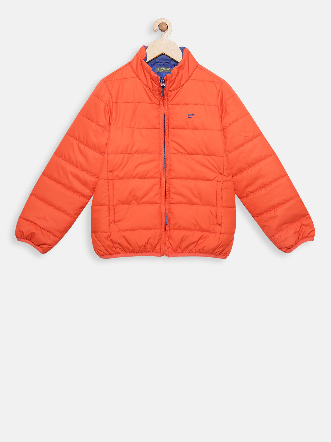 t-base Boys Orange Solid Lightweight Puffer Jacket