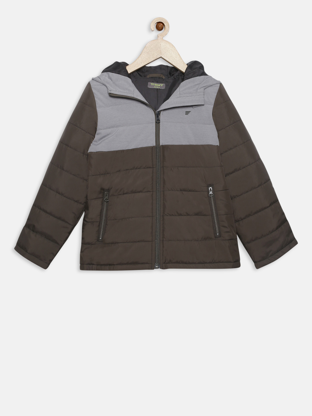 t-base Boys Olive Green Colourblocked Lightweight Puffer Jacket