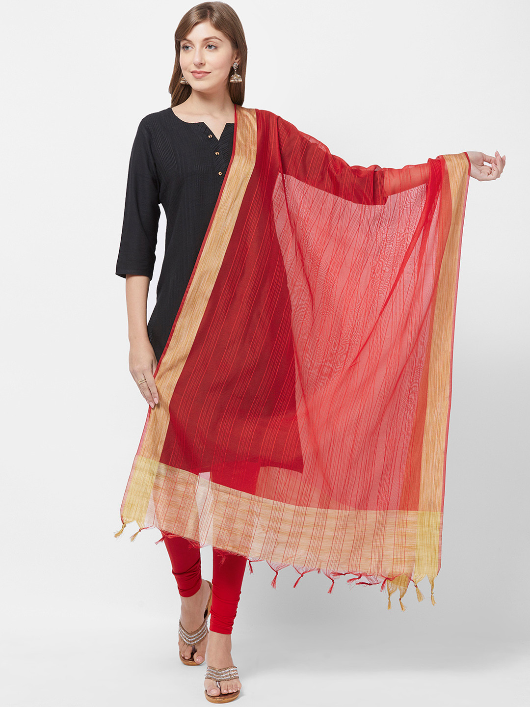 Dupatta Bazaar Red Solid Dupatta