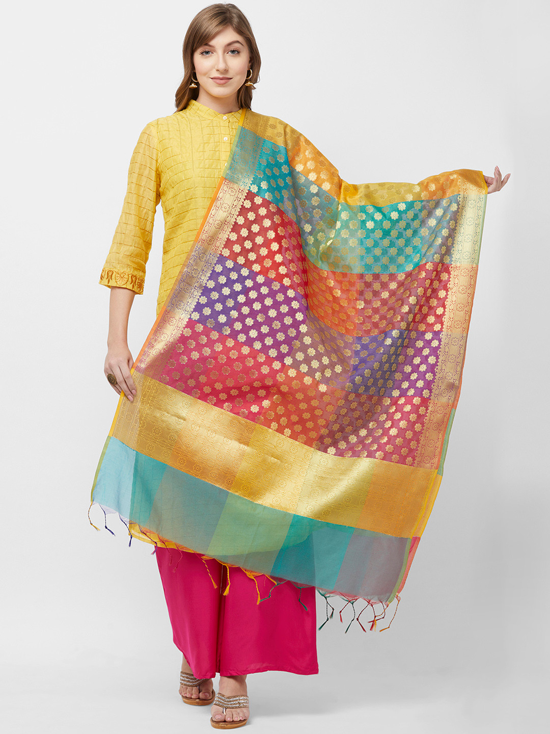 Dupatta Bazaar Multicoloured Woven Design Dupatta