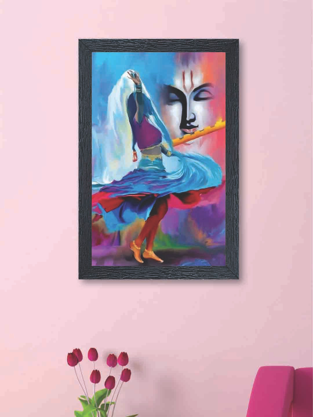 nest ART Abstract Radha Krishna Synthetic Wood Rectangle Paintings Wall Art - 8 x 17.7In