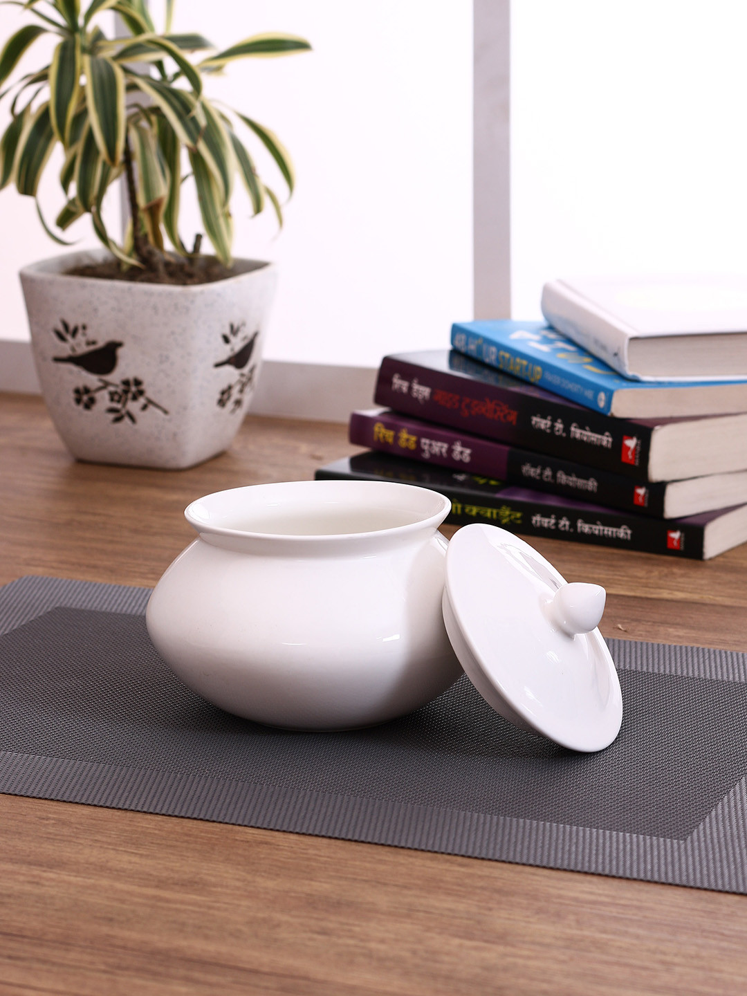 CLAY CRAFT White Ceramic Handi or Pot