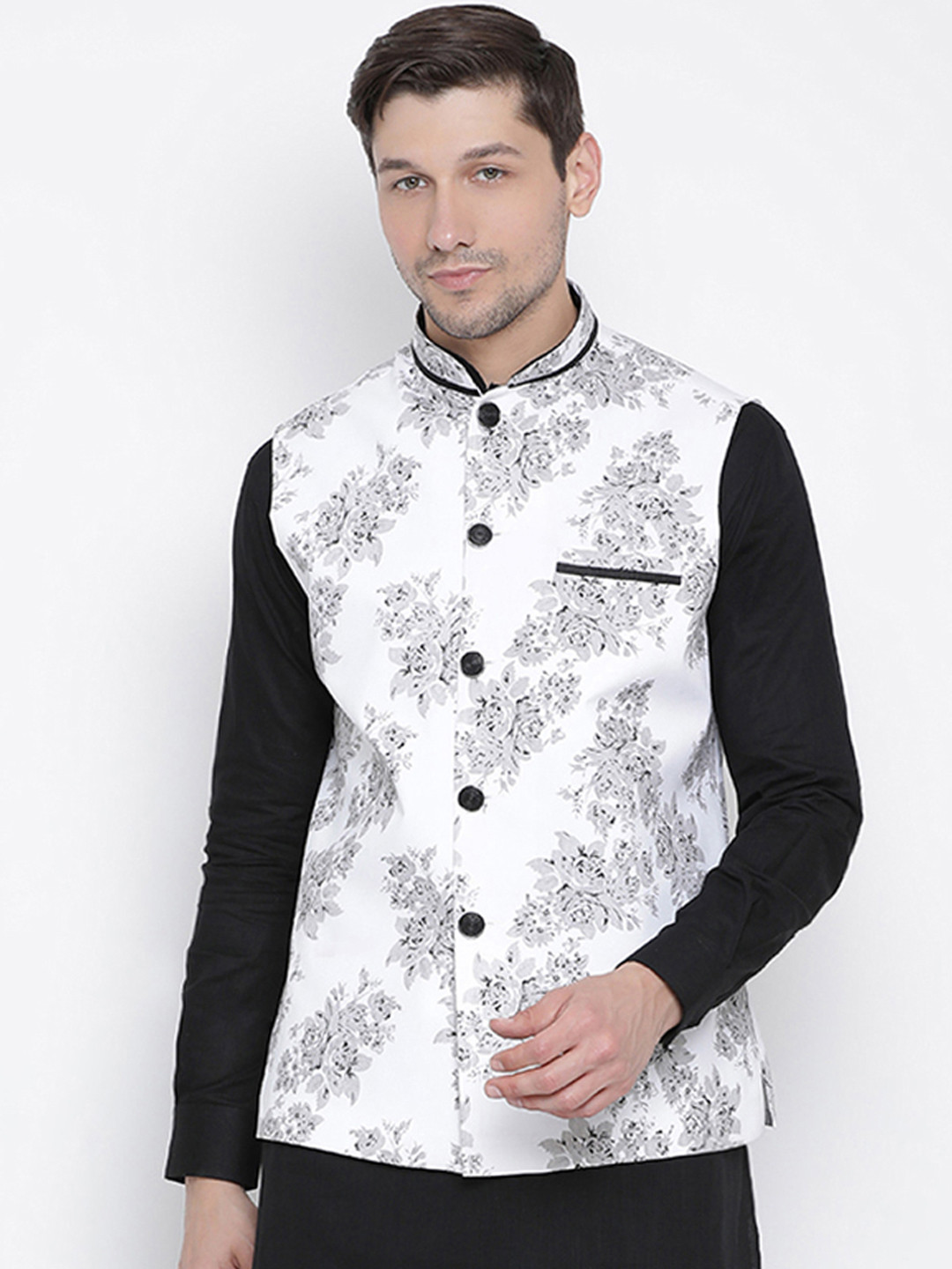 white printed modi jacket
