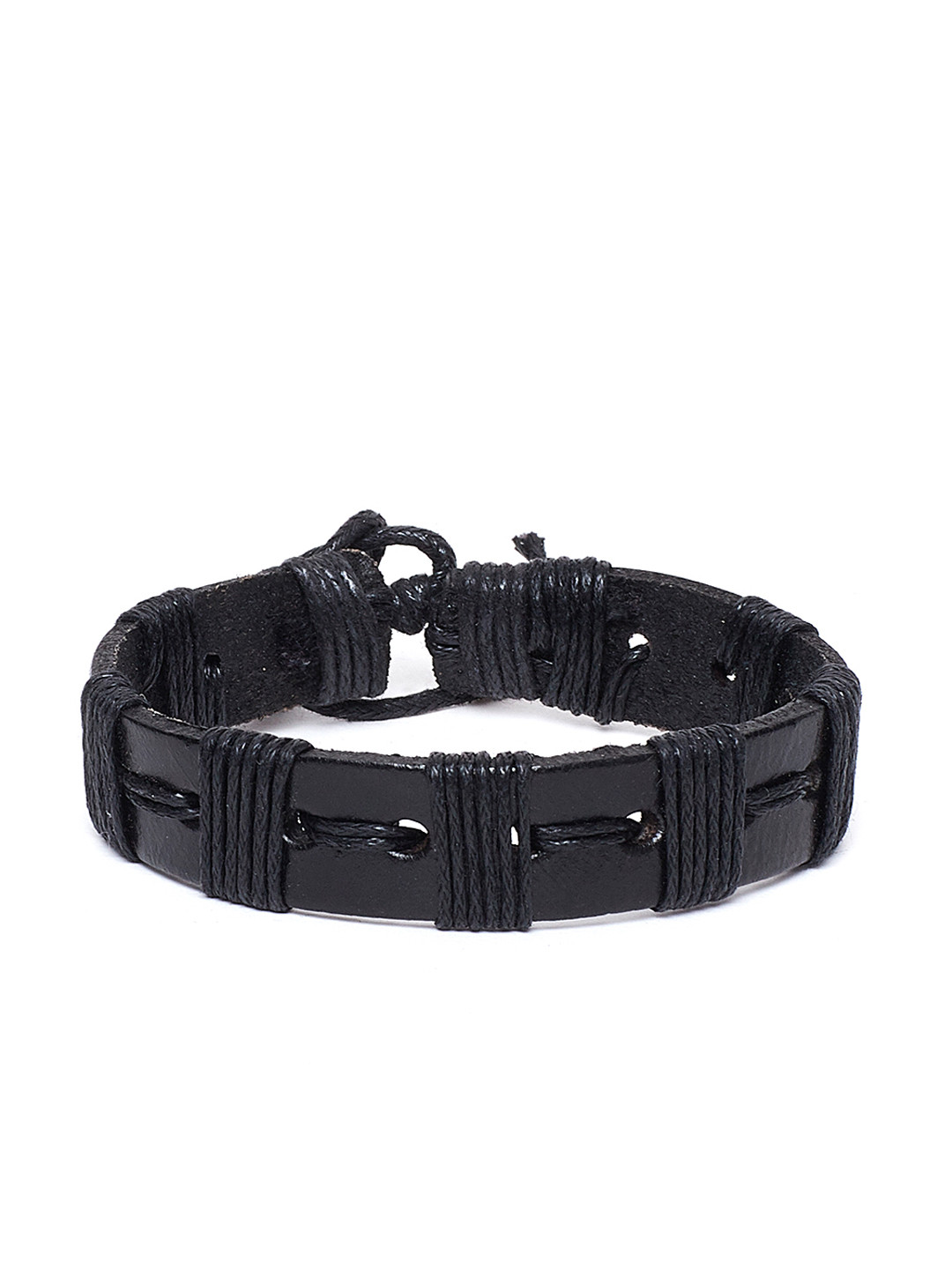Alvaro Castagnino Men Black Leather Wraparound Bracelet