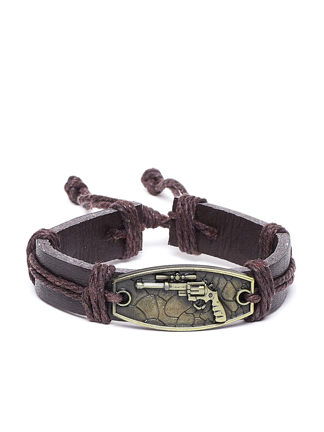 Alvaro Castagnino Men Brown Leather Wraparound Bracelet