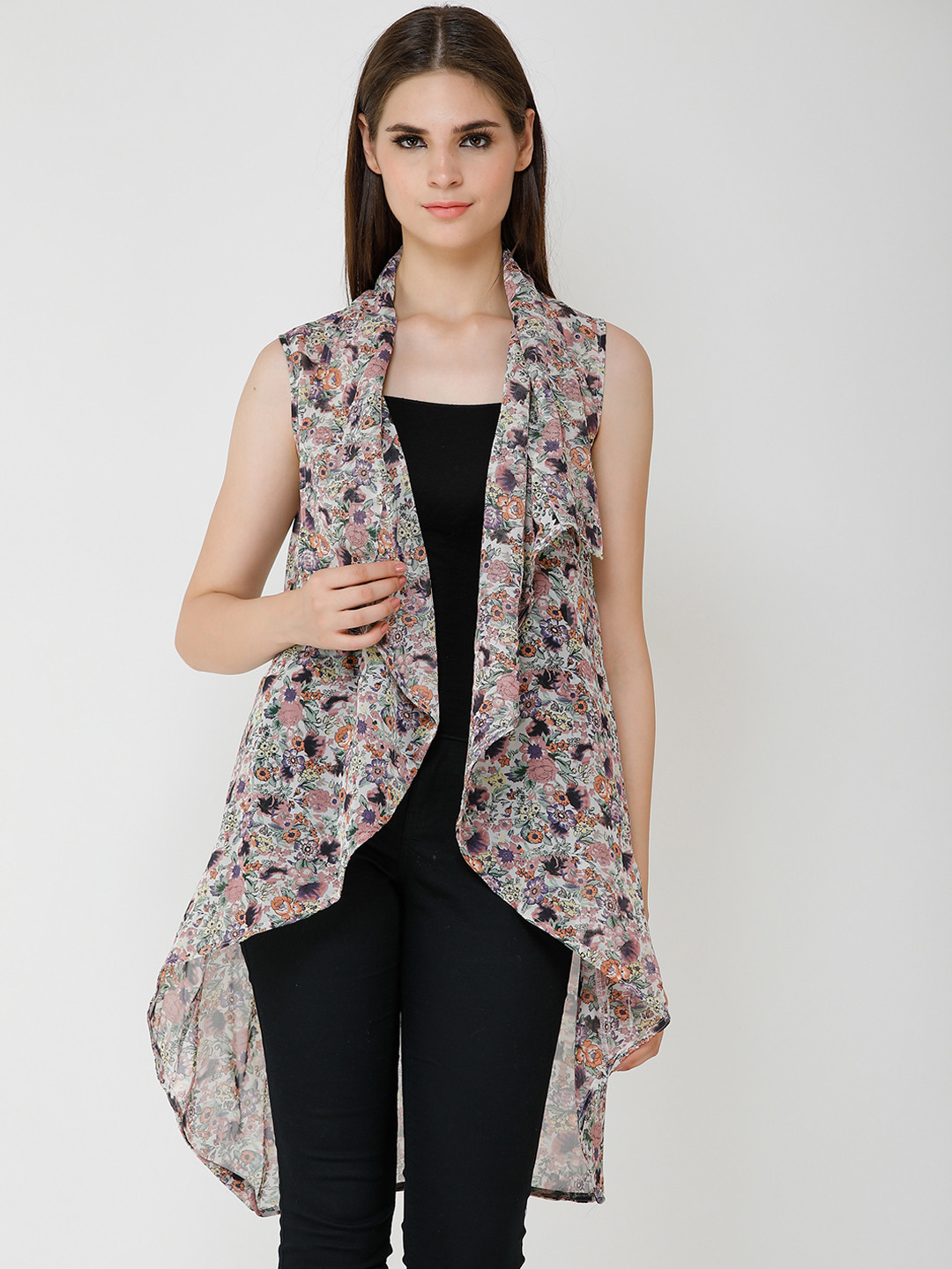 Cation Women Multicoloured Printed Open Front Shrug