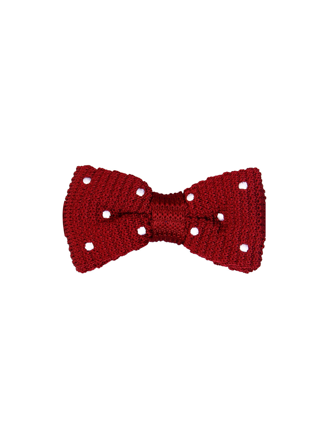 Tossido Maroon & White Knitted Design Bow Tie