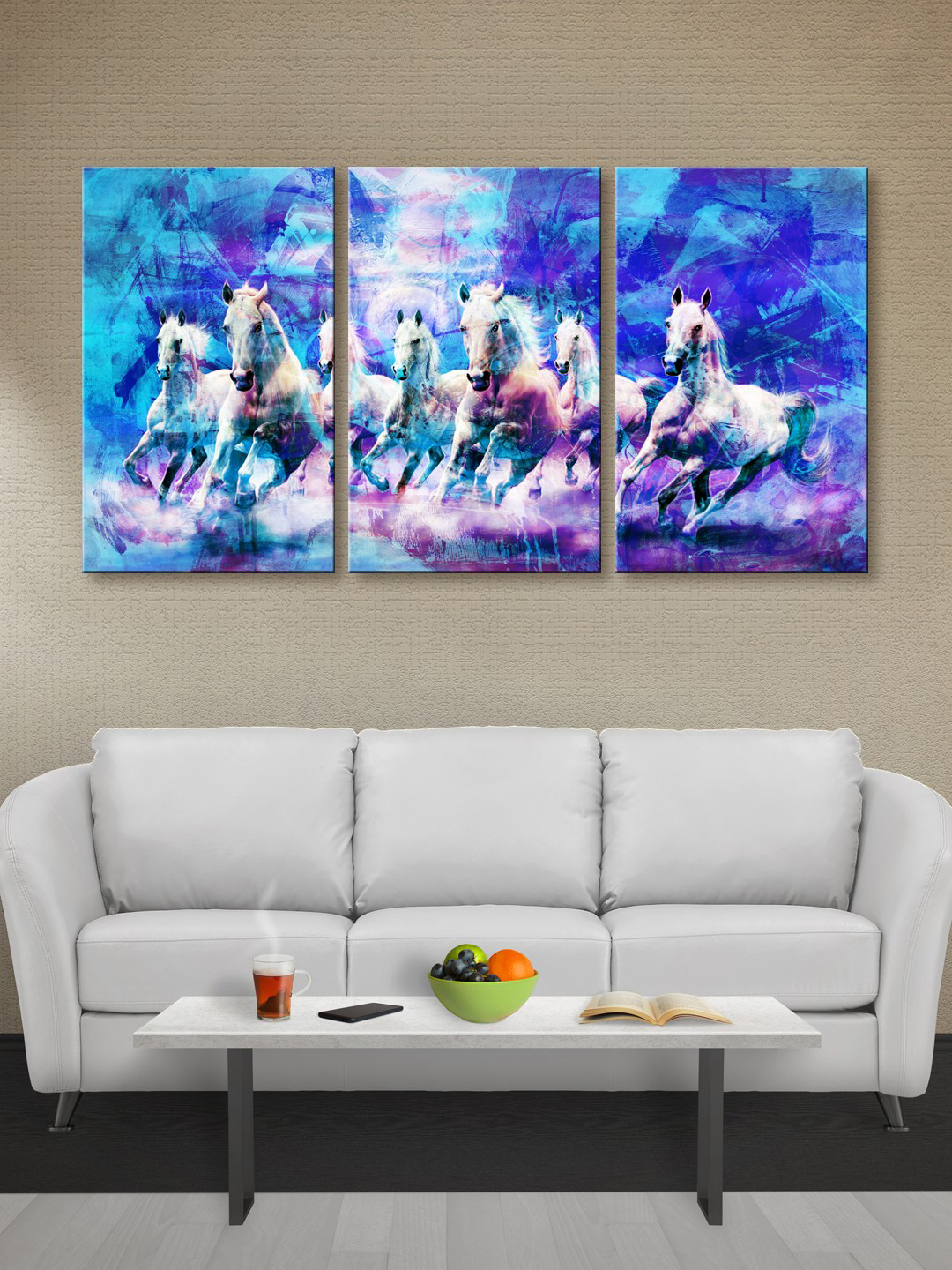 999Store Horses Canvas 3 Piece Wall Rectangle Paintings Wall Art - 30 x 18In