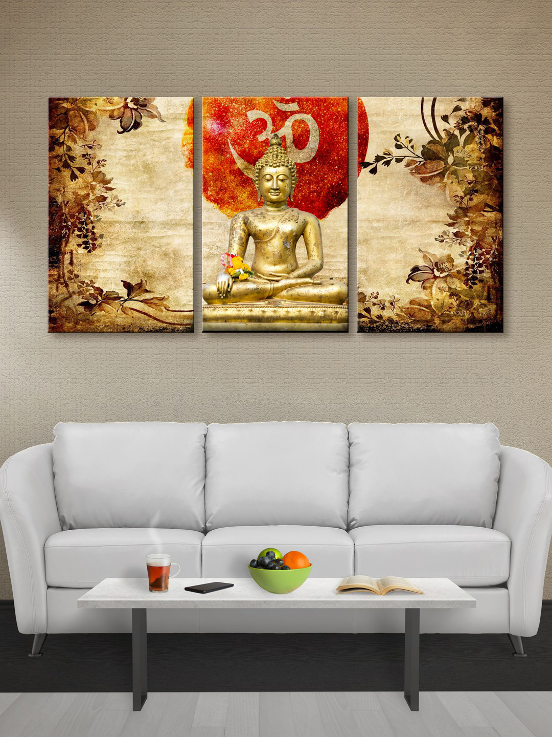999Store Brown & Gold-Toned Lord Buddha Canvas Wall Art