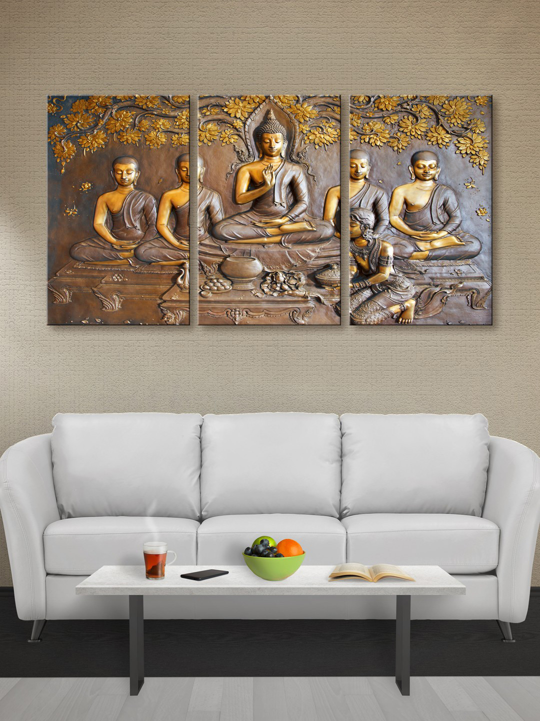 999Store Brown & Gold-Toned Lord Buddha Canvas Wall Art