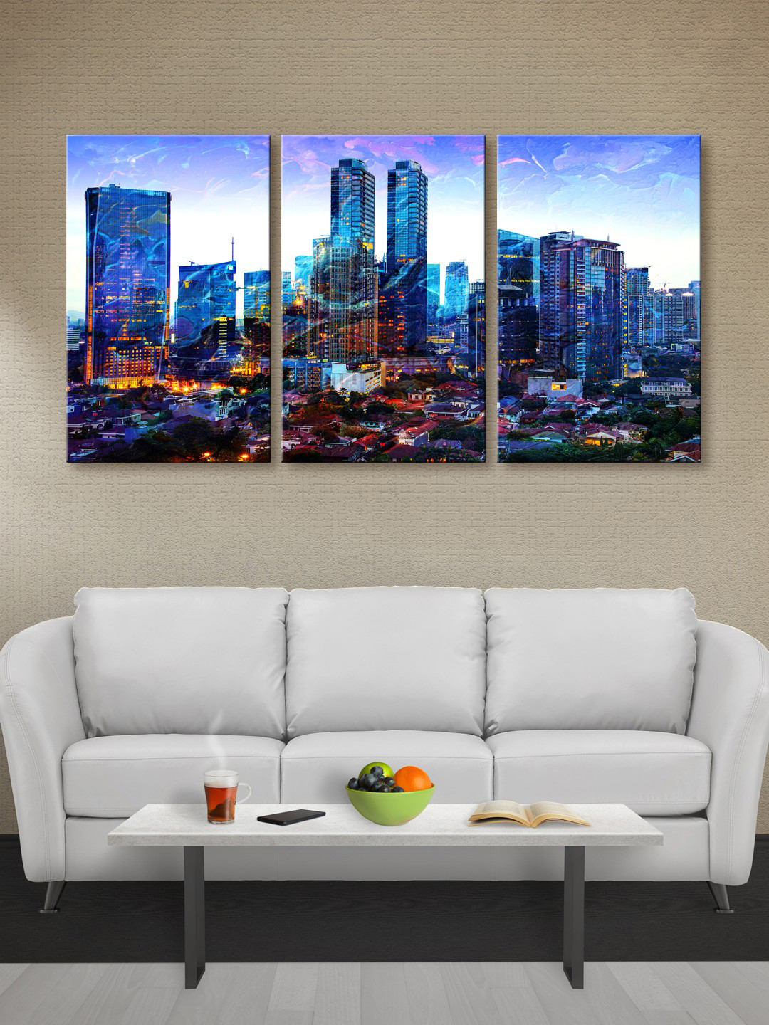 999Store Blue Buildings Canvas Wall Art
