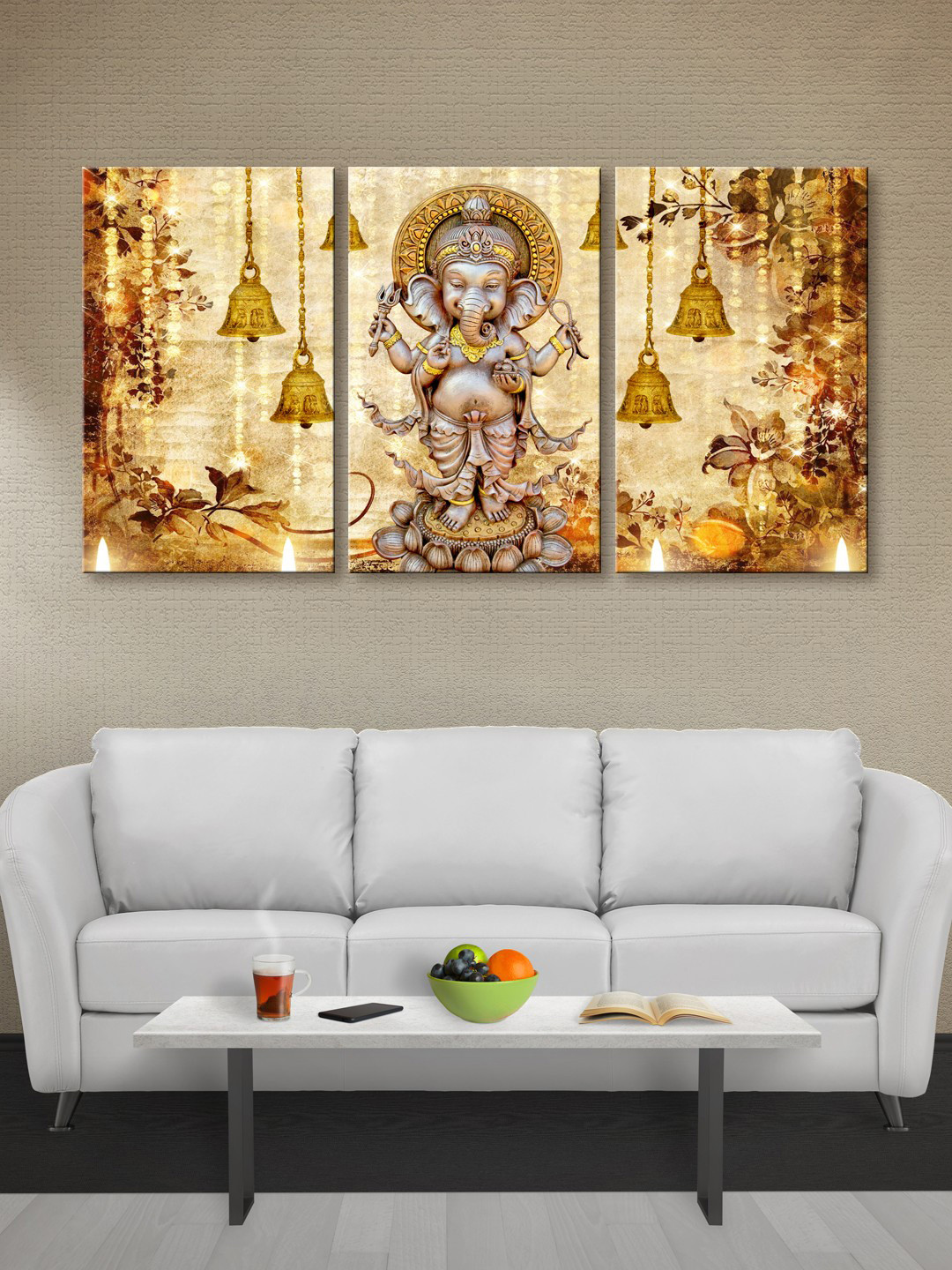 999Store Brown & Gold-Toned Lord Ganesha Canvas Wall Art