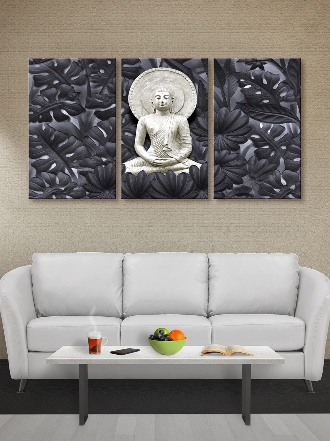 999Store Black & White Lord Buddha Canvas Wall Art