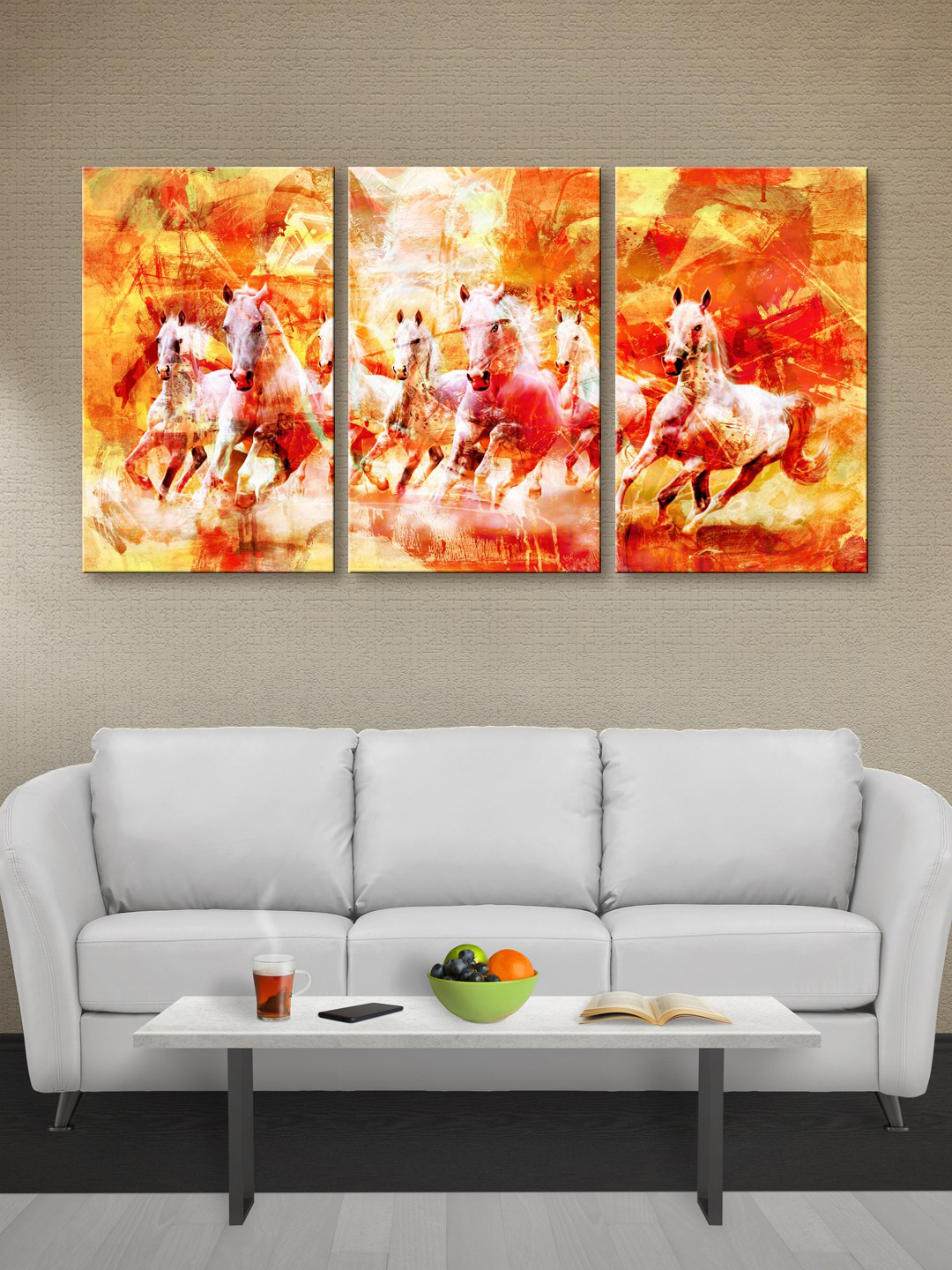 999Store Yellow & Red Horses Canvas Wall Art