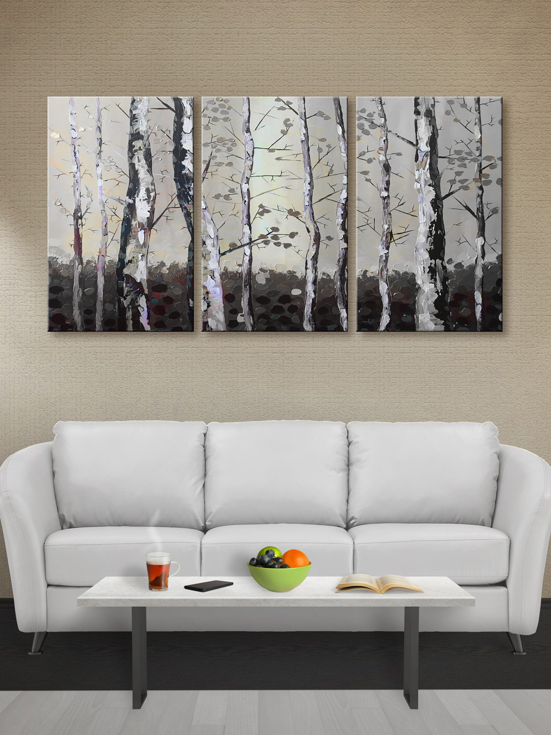 999Store Grey Colourful Tree Canvas Wall Art