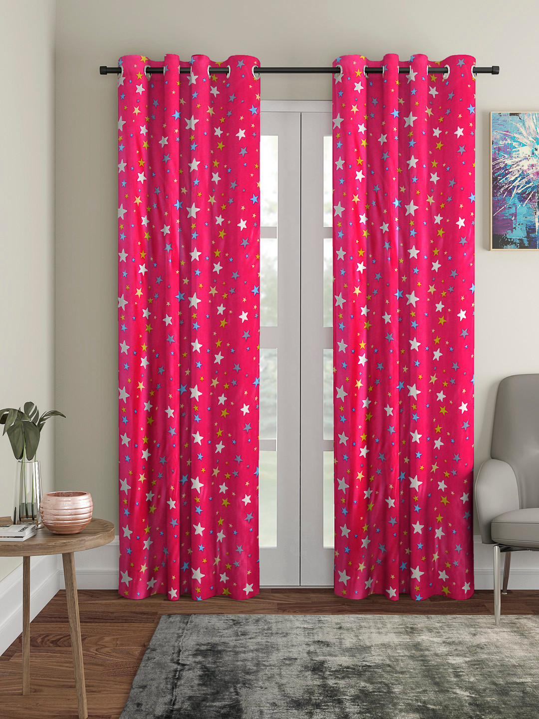 pink curtains