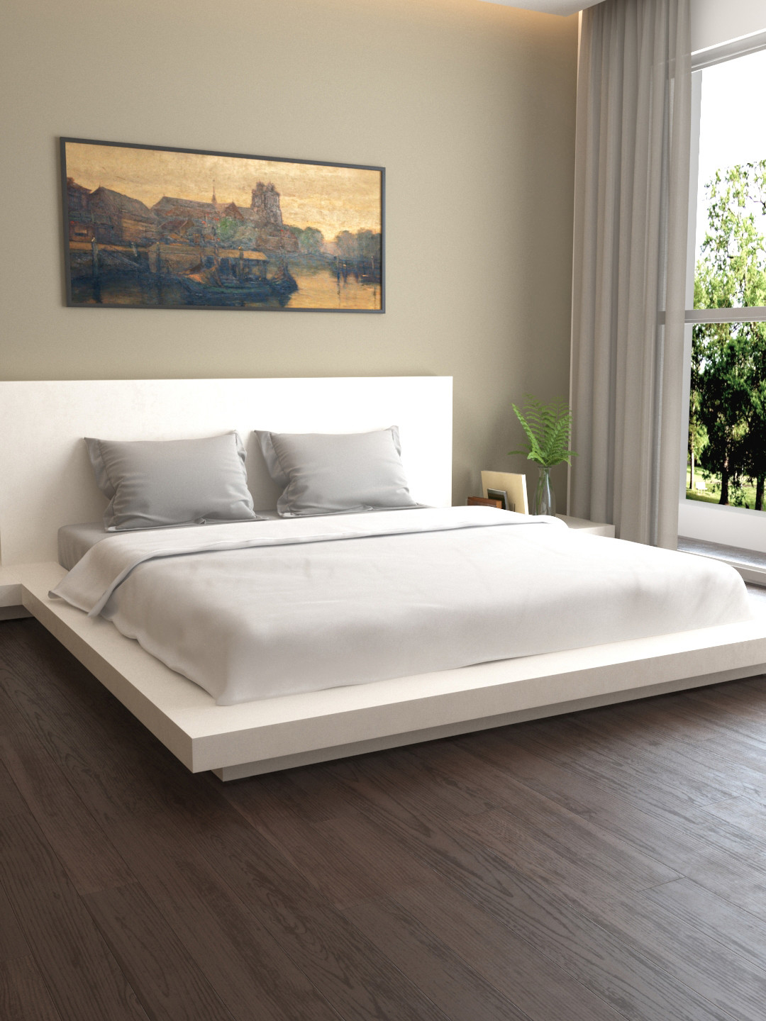 MARK HOME White Solid 400TC Double Bed Duvet Cover