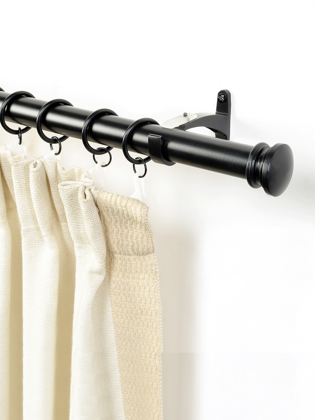 Deco Window Black Iron Curtain Rod With Brackets & Finials