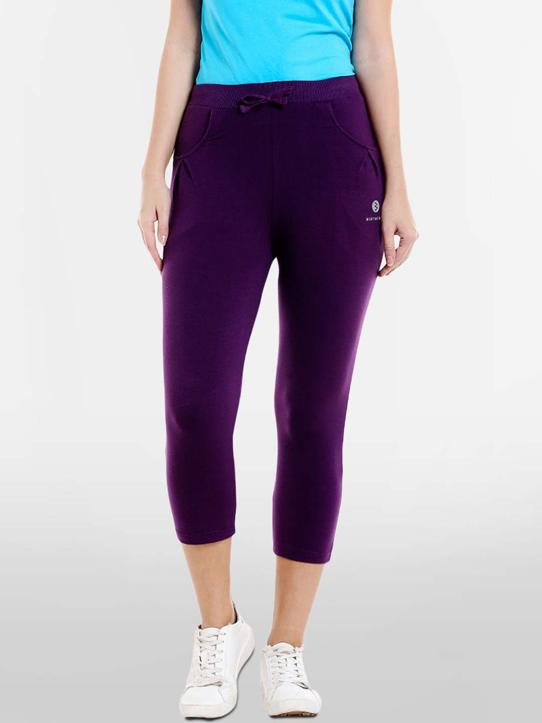BODYACTIVE Women Purple Solid Regular Fit Capris