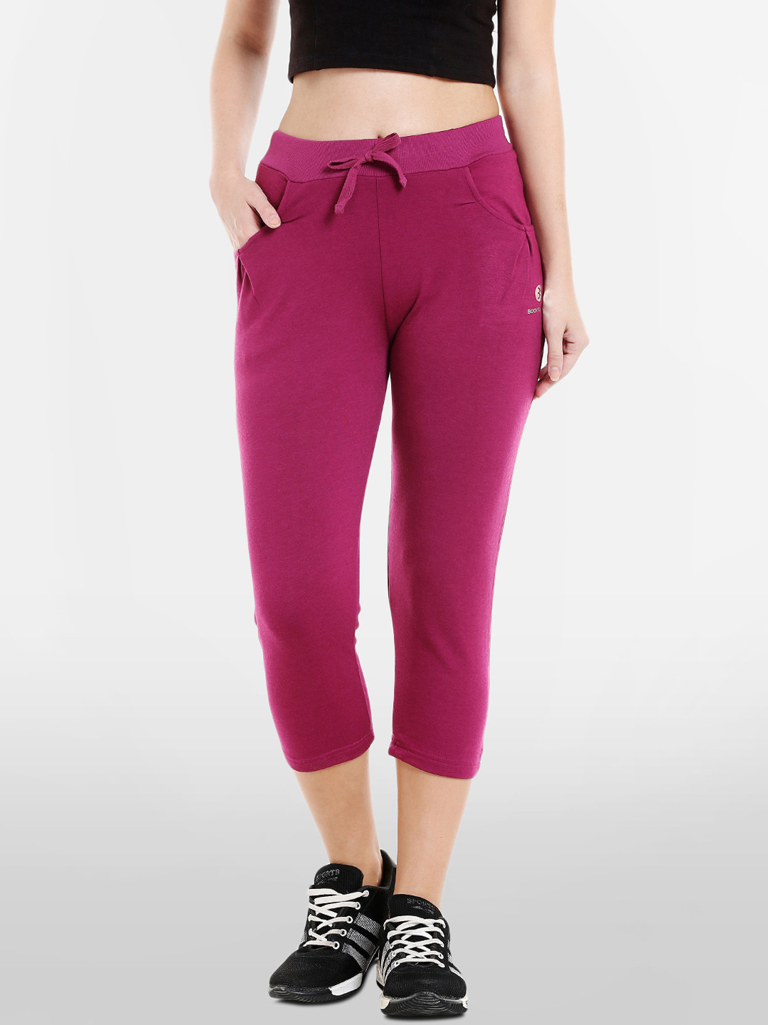 BODYACTIVE Women Magenta Solid Regular Fit Capris