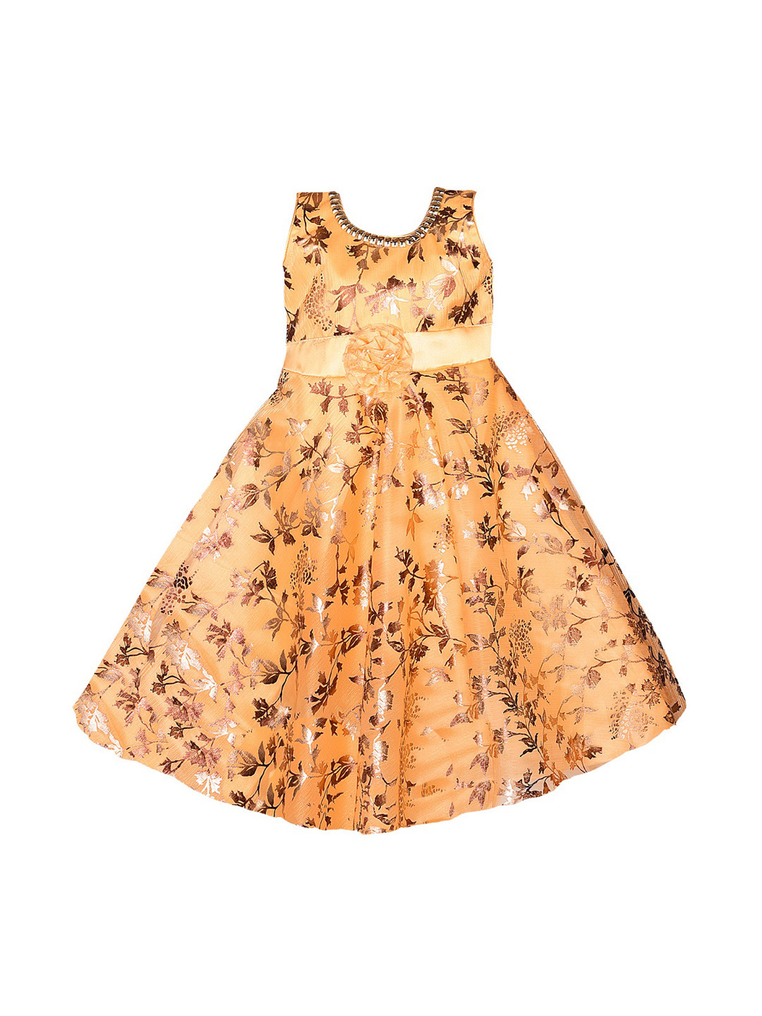 Wish Karo Girls Mustard Orange Fit and Flare Dress