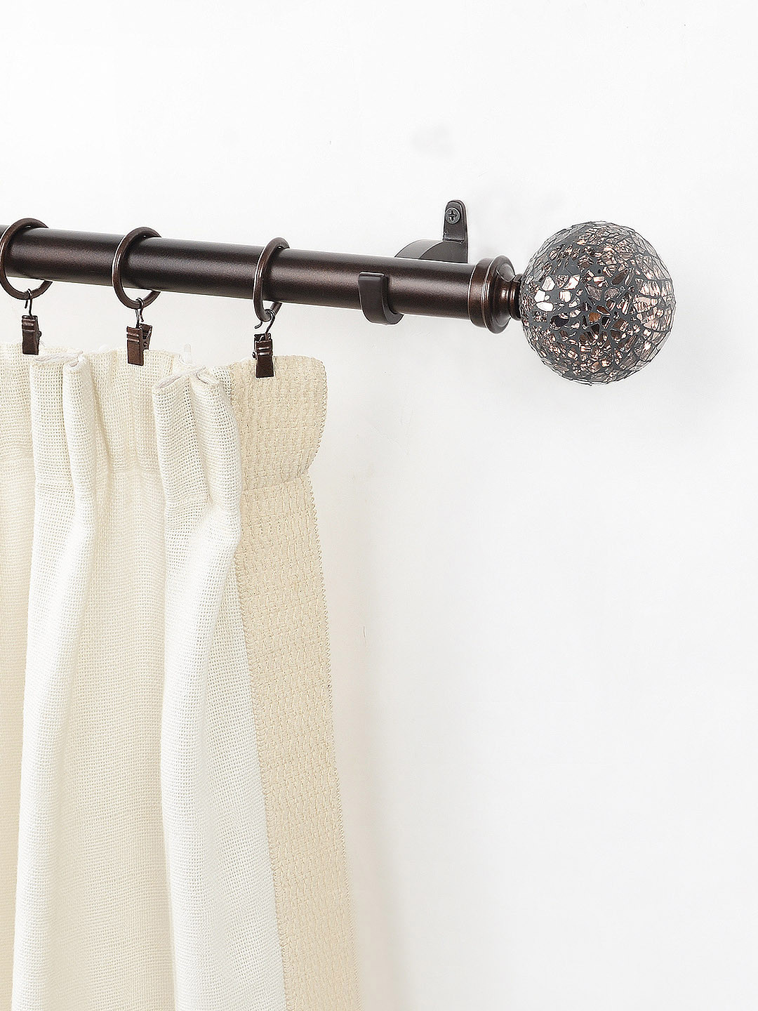 Deco Window Metallic Brown Glory Mosaic Extendable Curtain Rod with Fittings