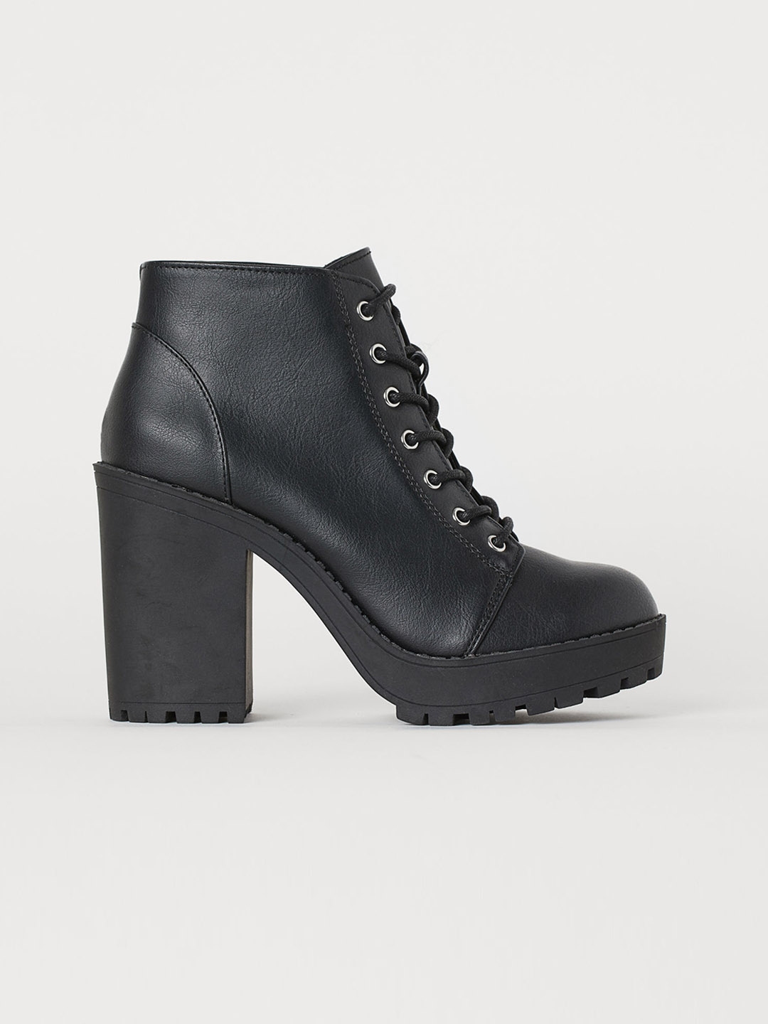 Black platform booties chunky heel 2025