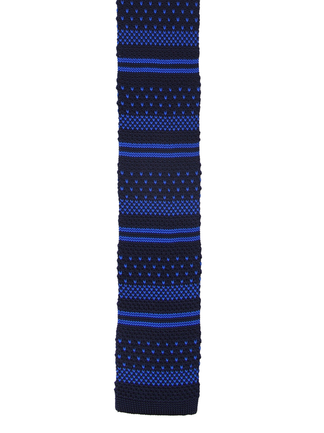 Tossido Men Blue Woven Design Striped Knitted Tie