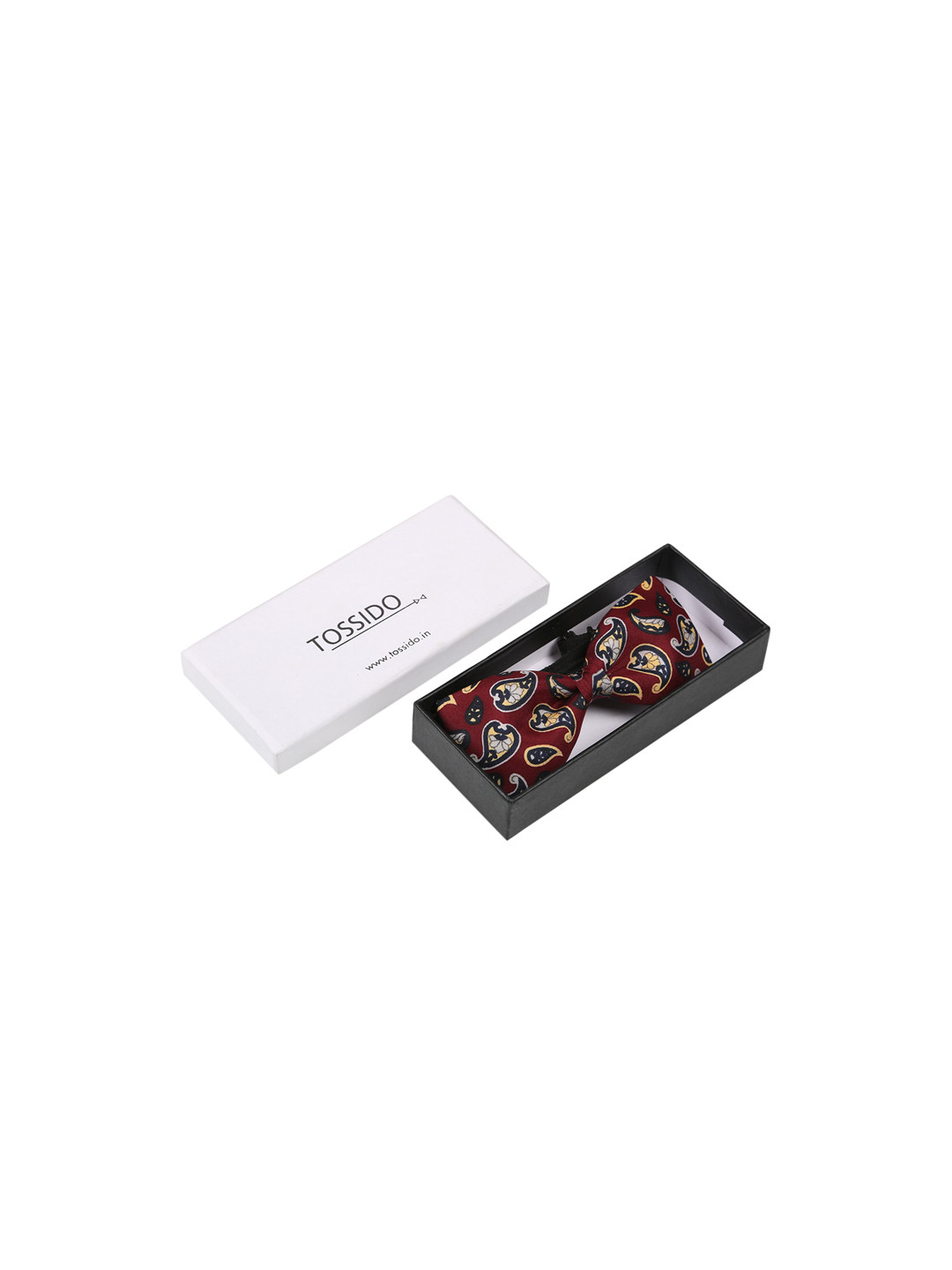 Tossido Maroon & Navy Blue Woven Design Bow Tie