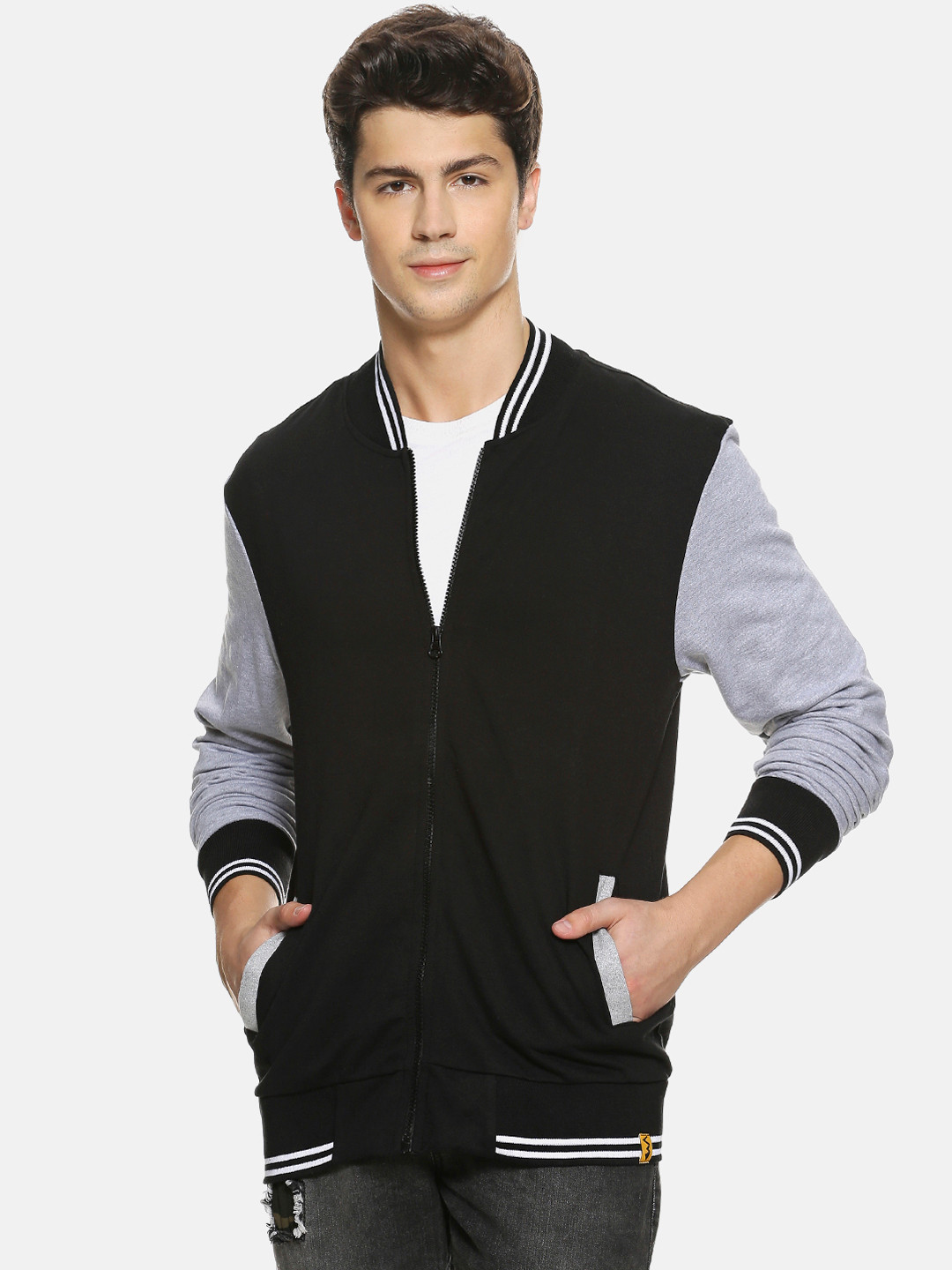 CAHOOT Men Black & Grey Colourblocked Sweatshirt