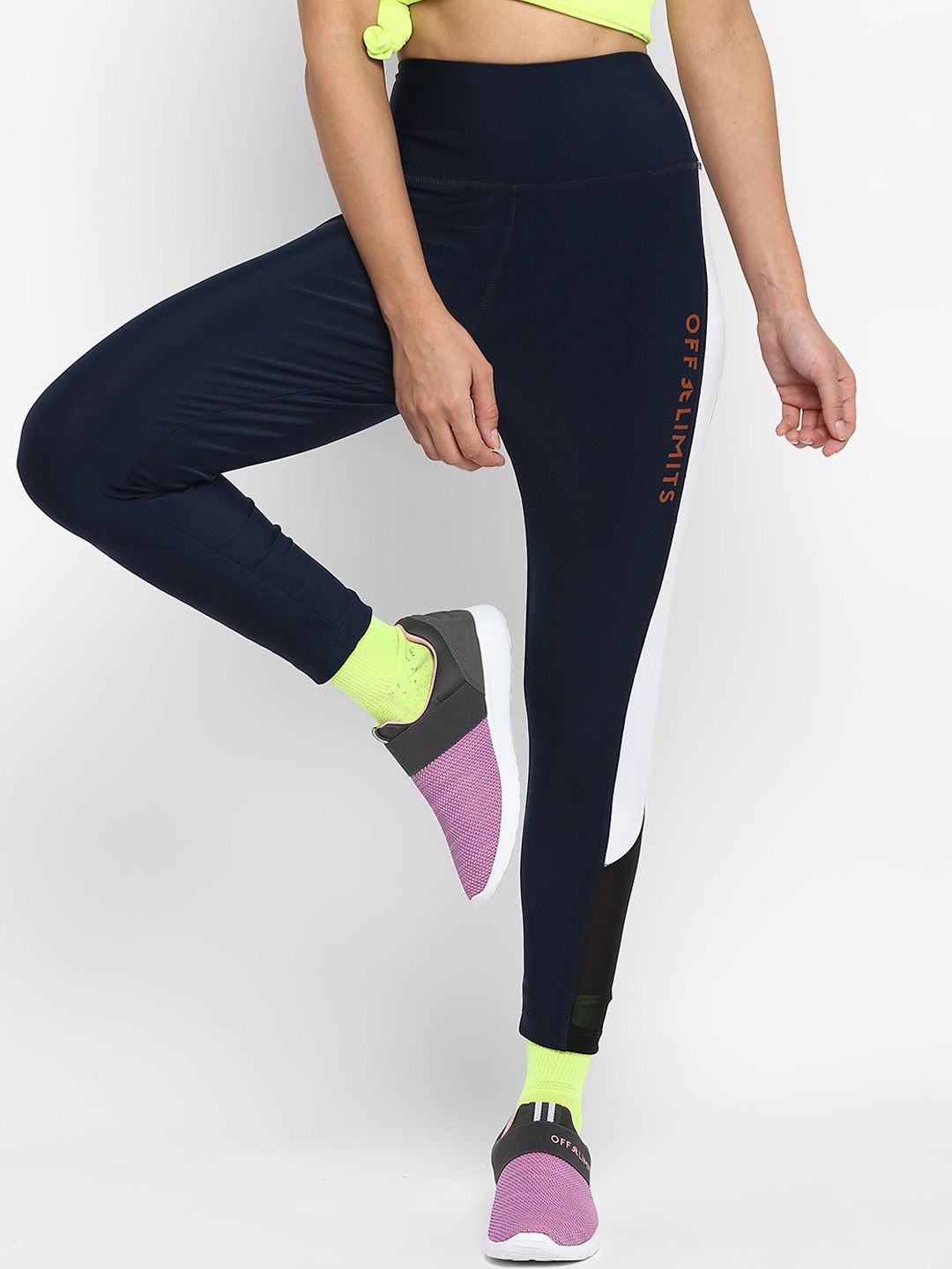 OFF LIMITS Women Navy Blue Solid Tights