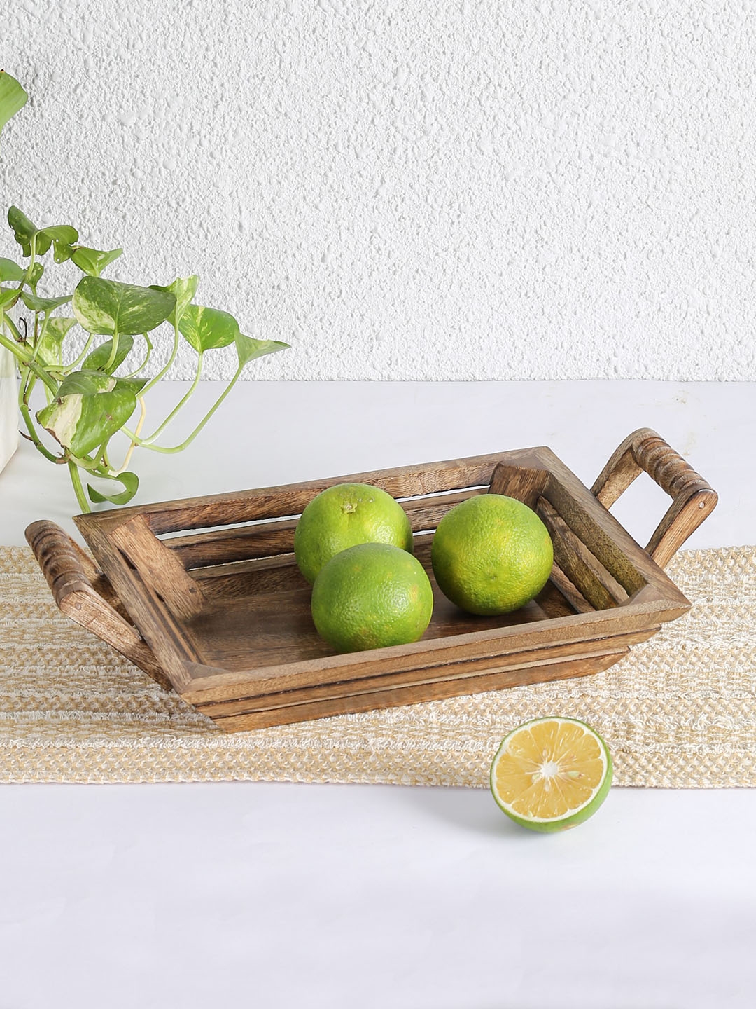 House This Brown Solid Arohi Mango Wood Serving Tray