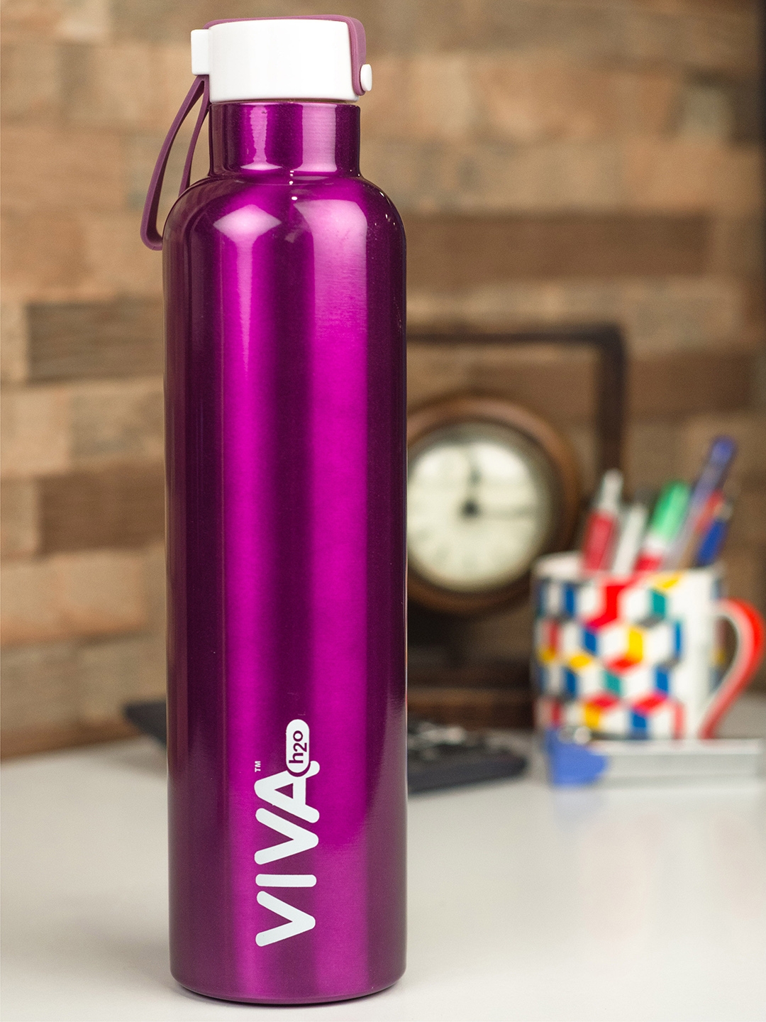 VIVA h2o Purple Solid Stainless Steel Vaccum Insulated Water Bottle