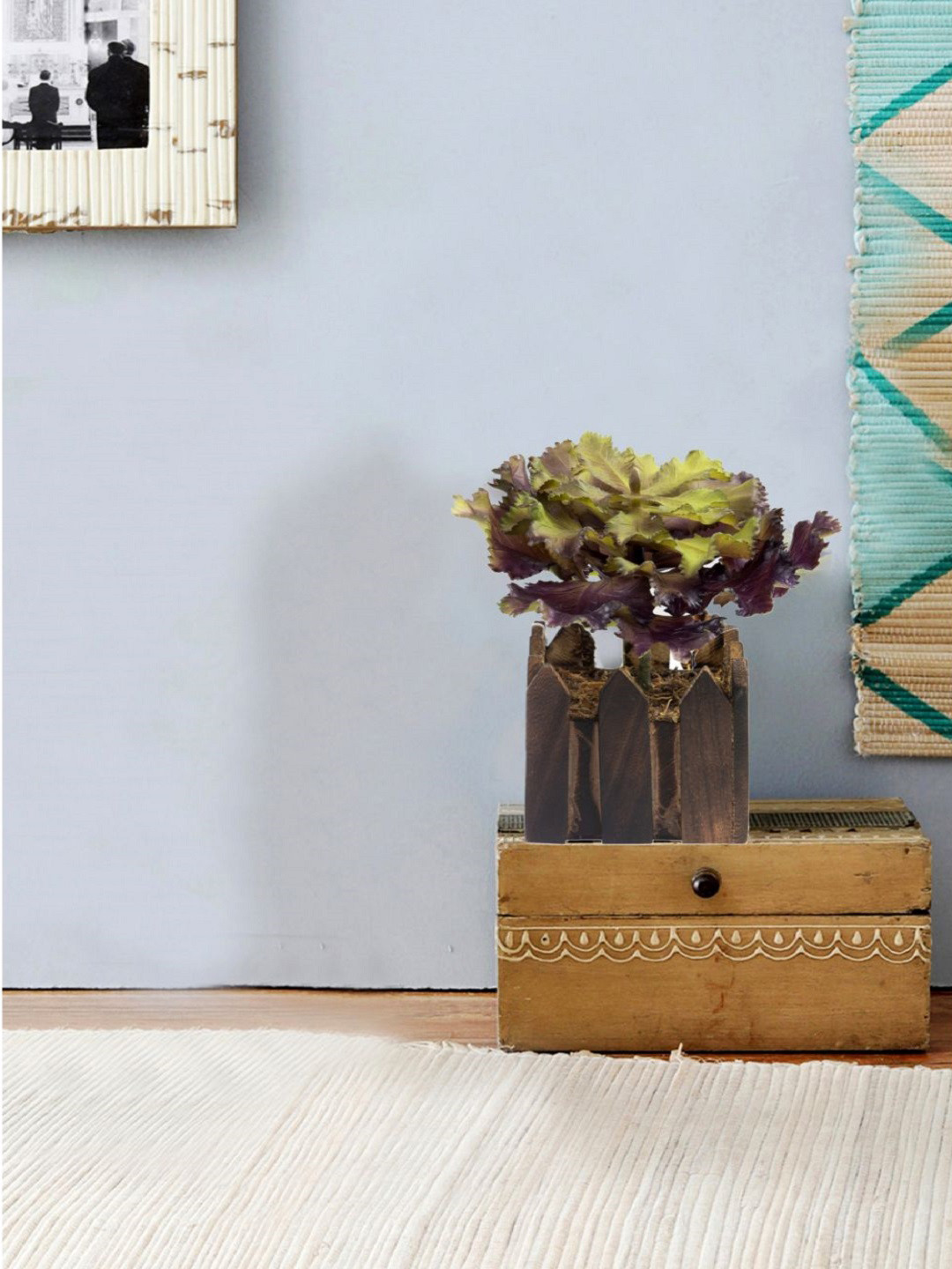 SWHF Purple & Green Artificial Flower Plant With Pot