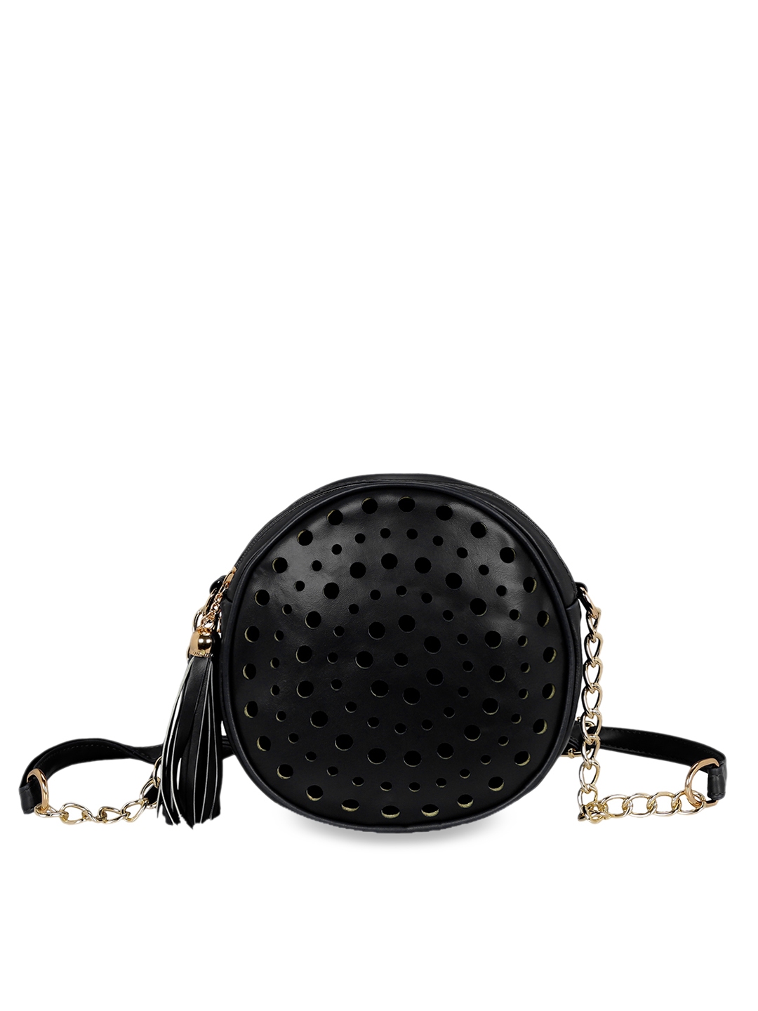 Black round sling bag top