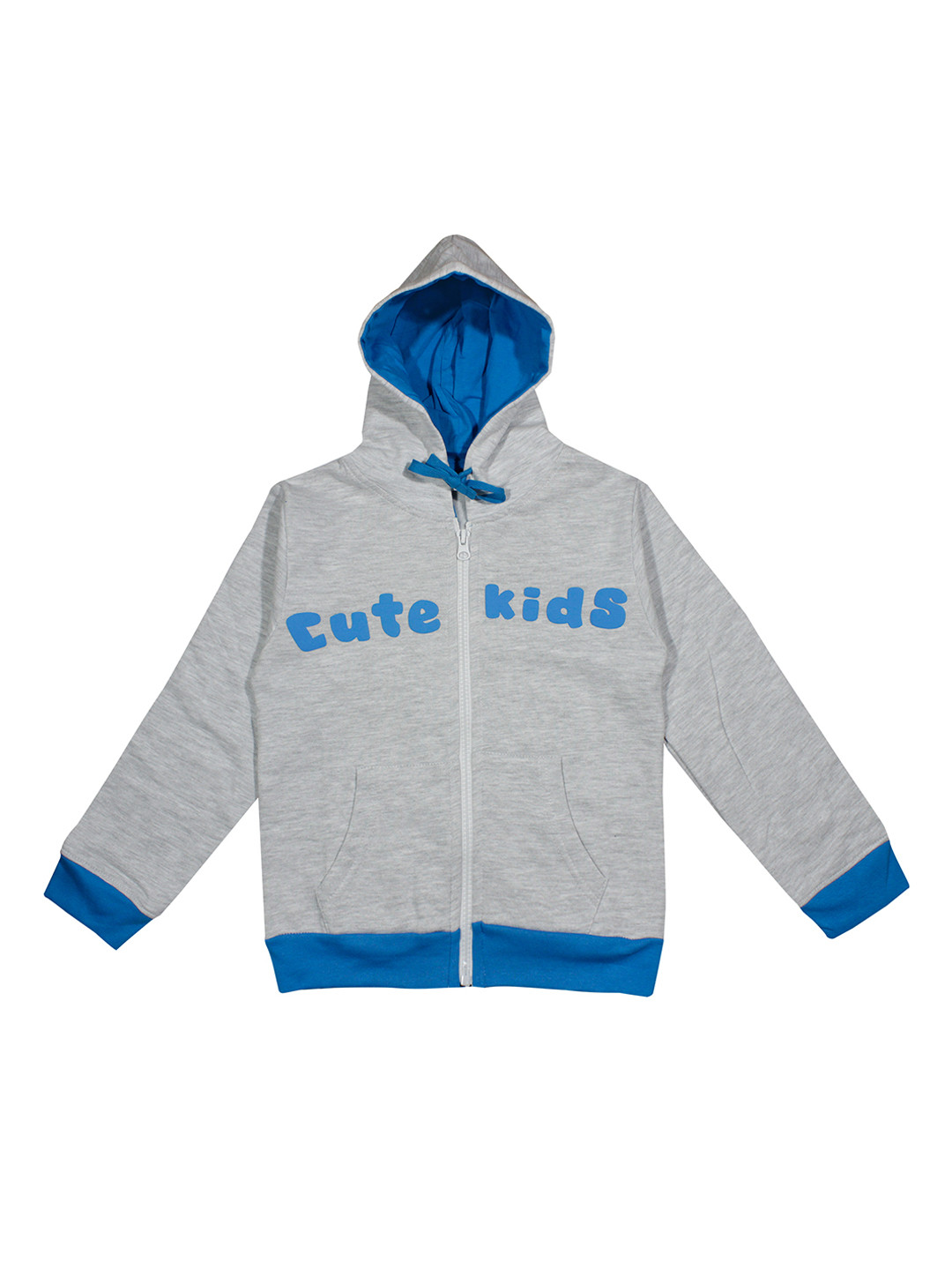 Luke & Lilly Unisex Grey Melange Printed Hooded Sweatshirt