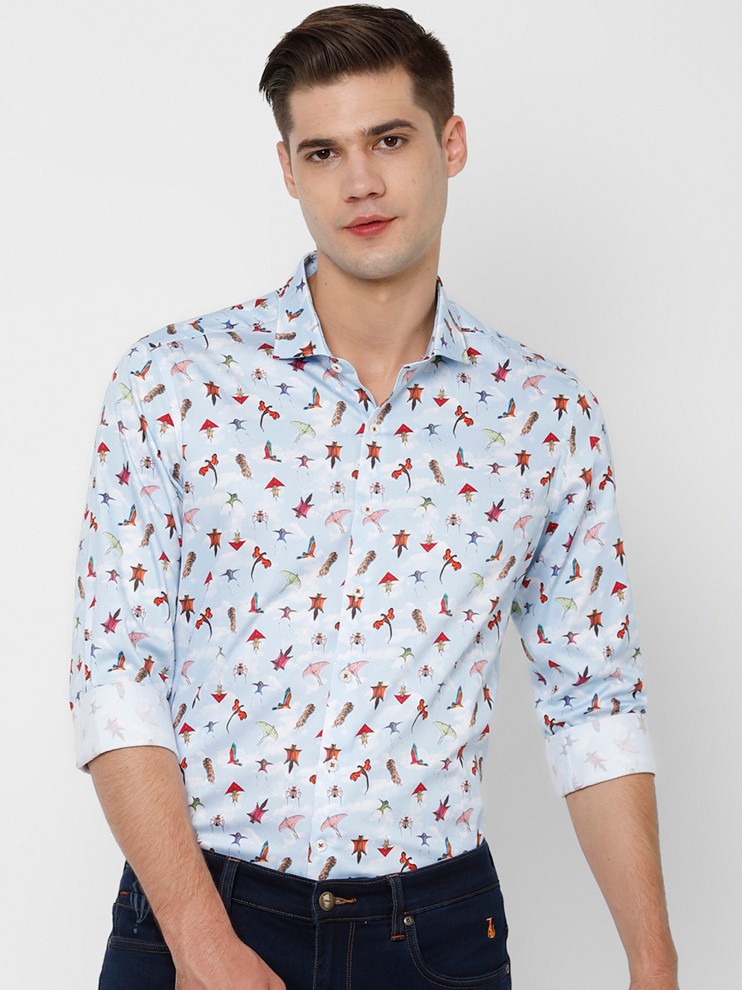 SIMON CARTER LONDON Men Blue Slim Fit Printed Casual Shirt