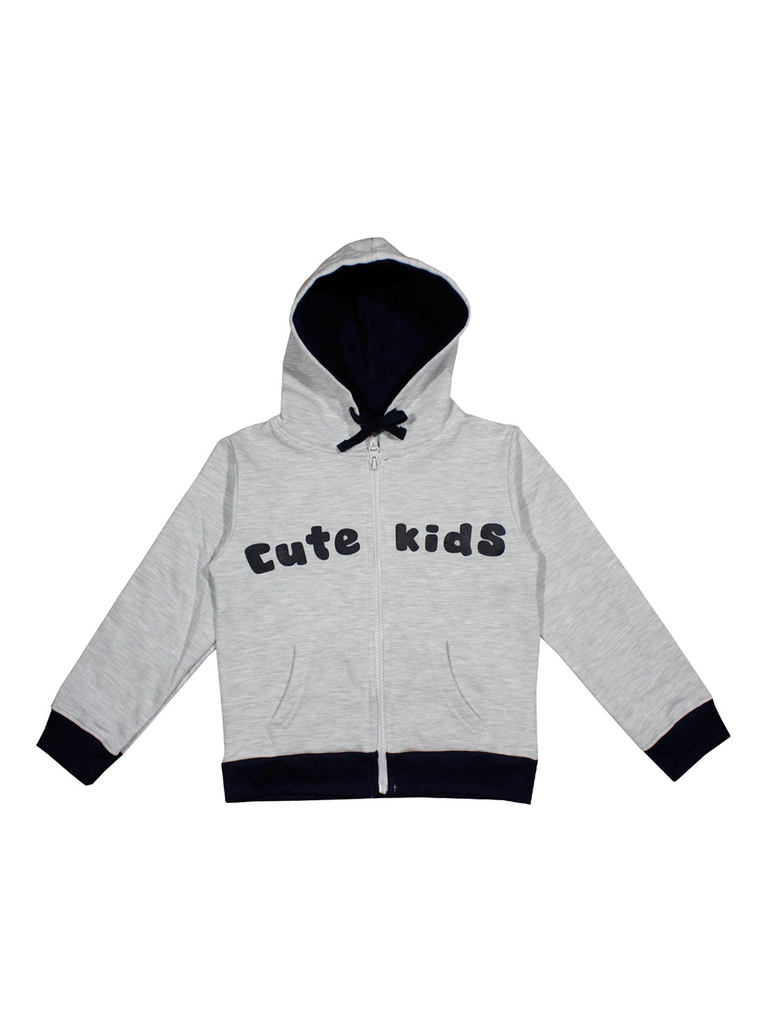 Luke & Lilly Unisex Grey Melange Printed Hooded Sweatshirt