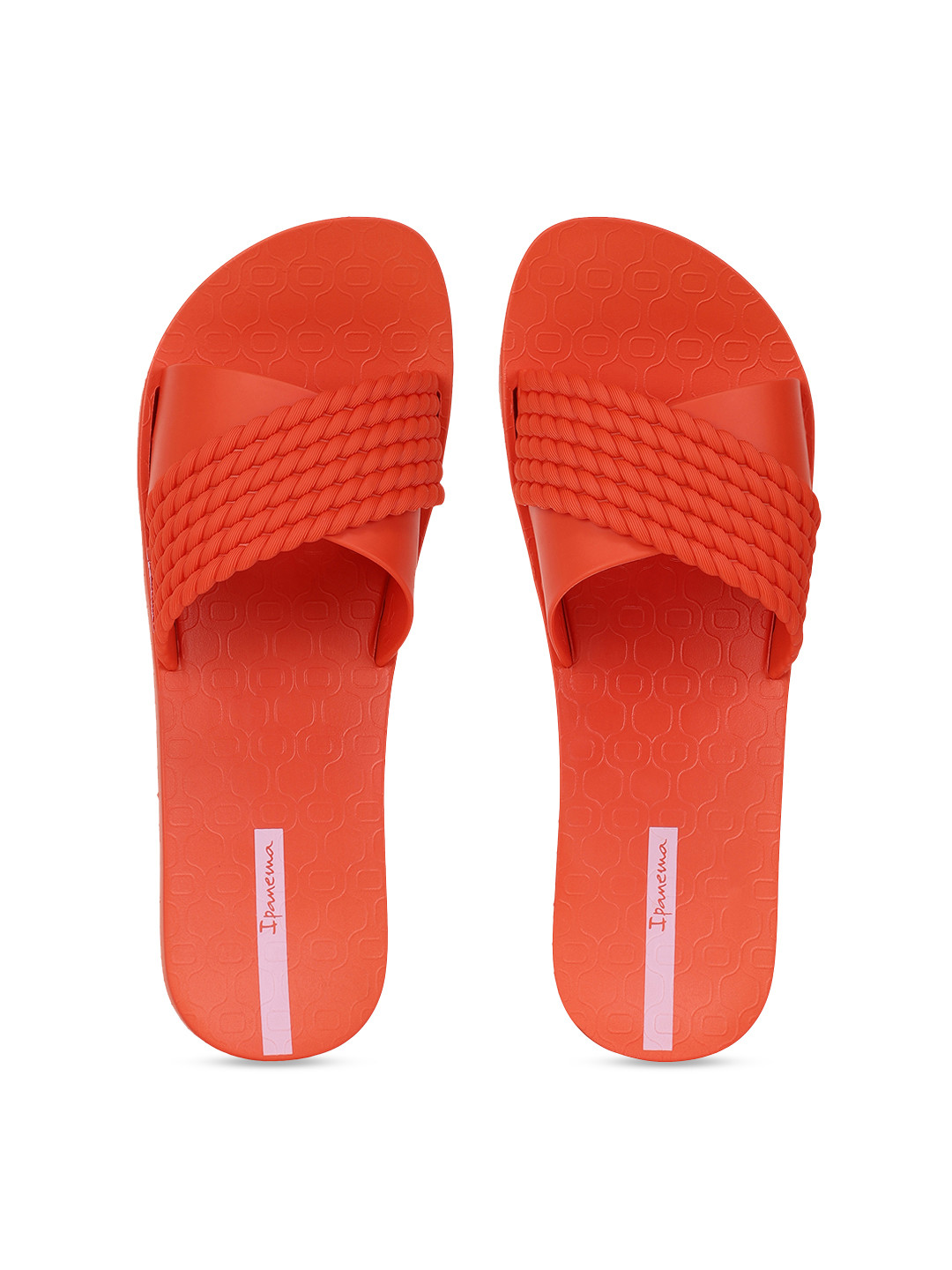 Buy iPanema Women Orange Printed Sliders Flip Flops for Women