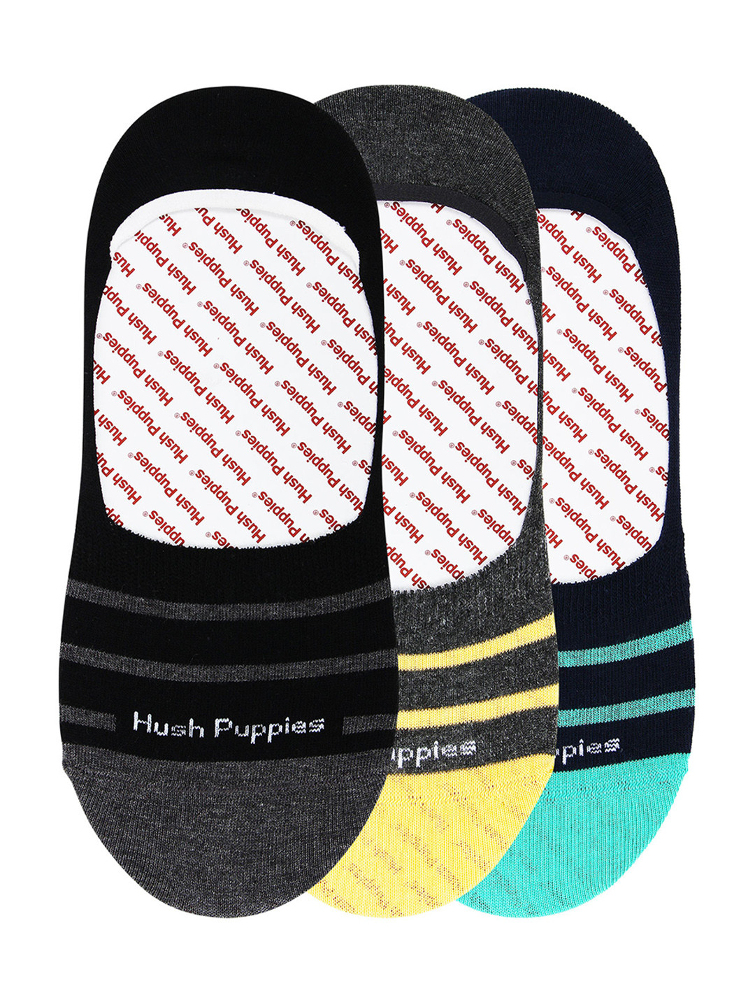 Hush Puppies Men Pack of 3 Assorted Patterned Shoe Liners